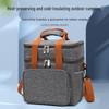 Waterproof Double-Layer Insulated Picnic Bag, Fresh-Keeping Color-Block Outdoor Handbag, 13L Large Capacity