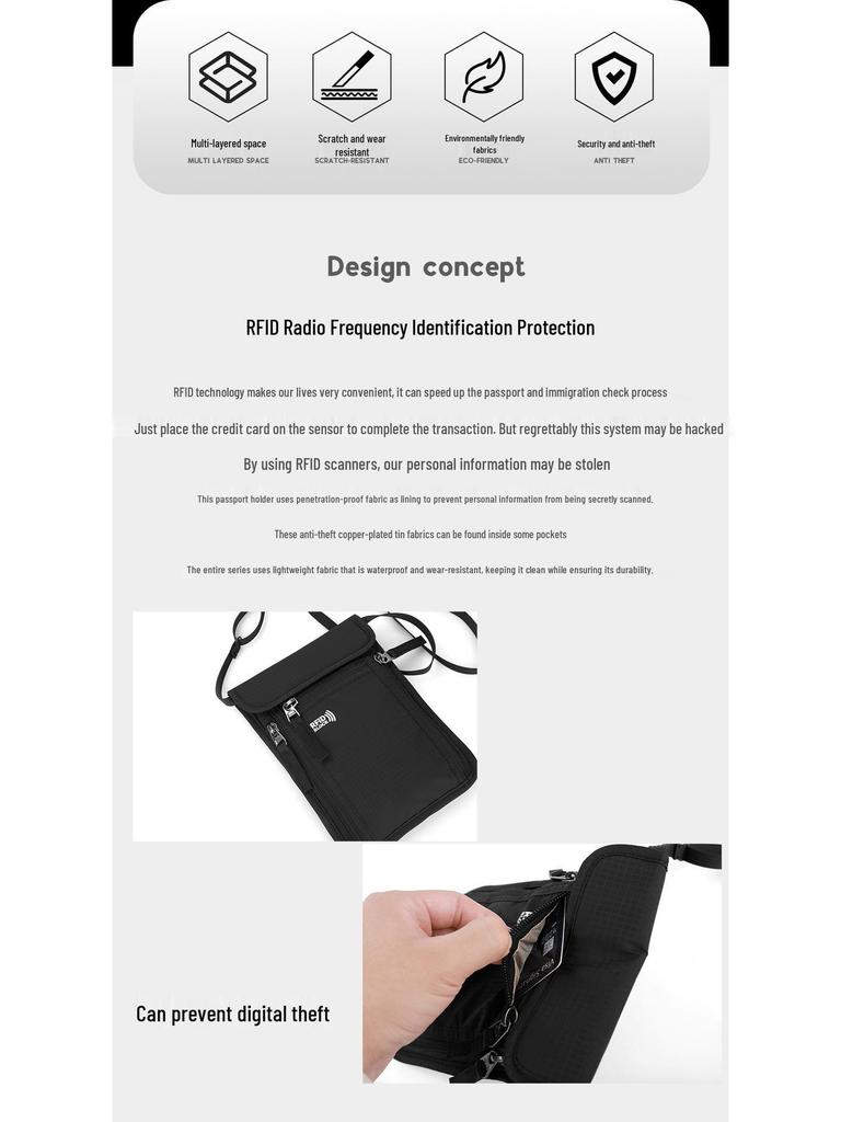 Waterproof RFID Travel Passport Holder & Multifunctional Neck Pouch