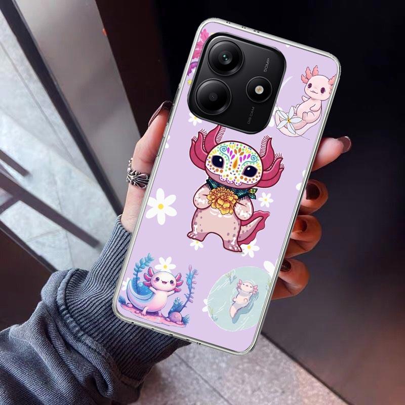 Милый Аксолотль Кавайный Чехол для Телефона Для Xiaomi Redmi Note 15 14 14S 13 12S 12 Pro Plus 11S 11 10S 10 4G Чехол 11E 11T 5G Печать Fundas