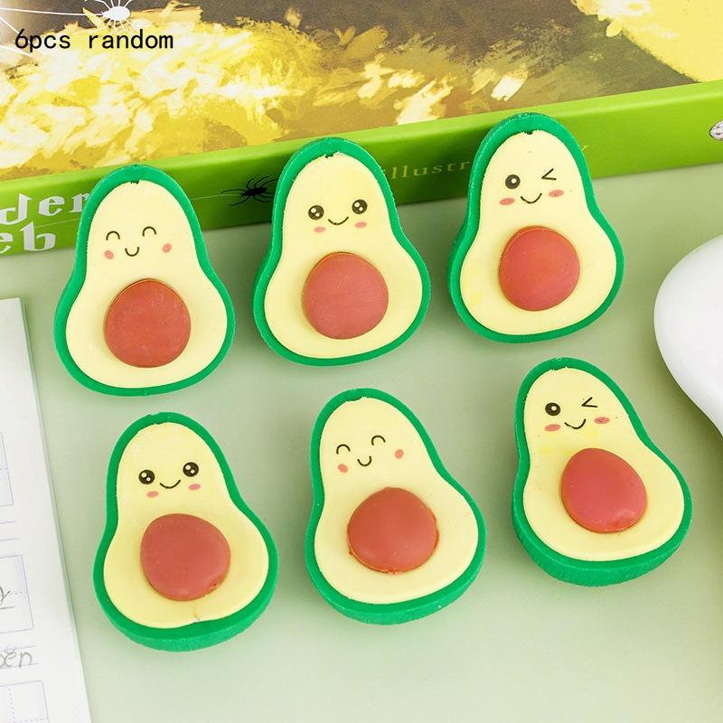 Office Supplies Cute Expression Avocado Shape Eraser Student Kawai Stationery End of Term Christmas June 1 Gifts Prizes Rewards