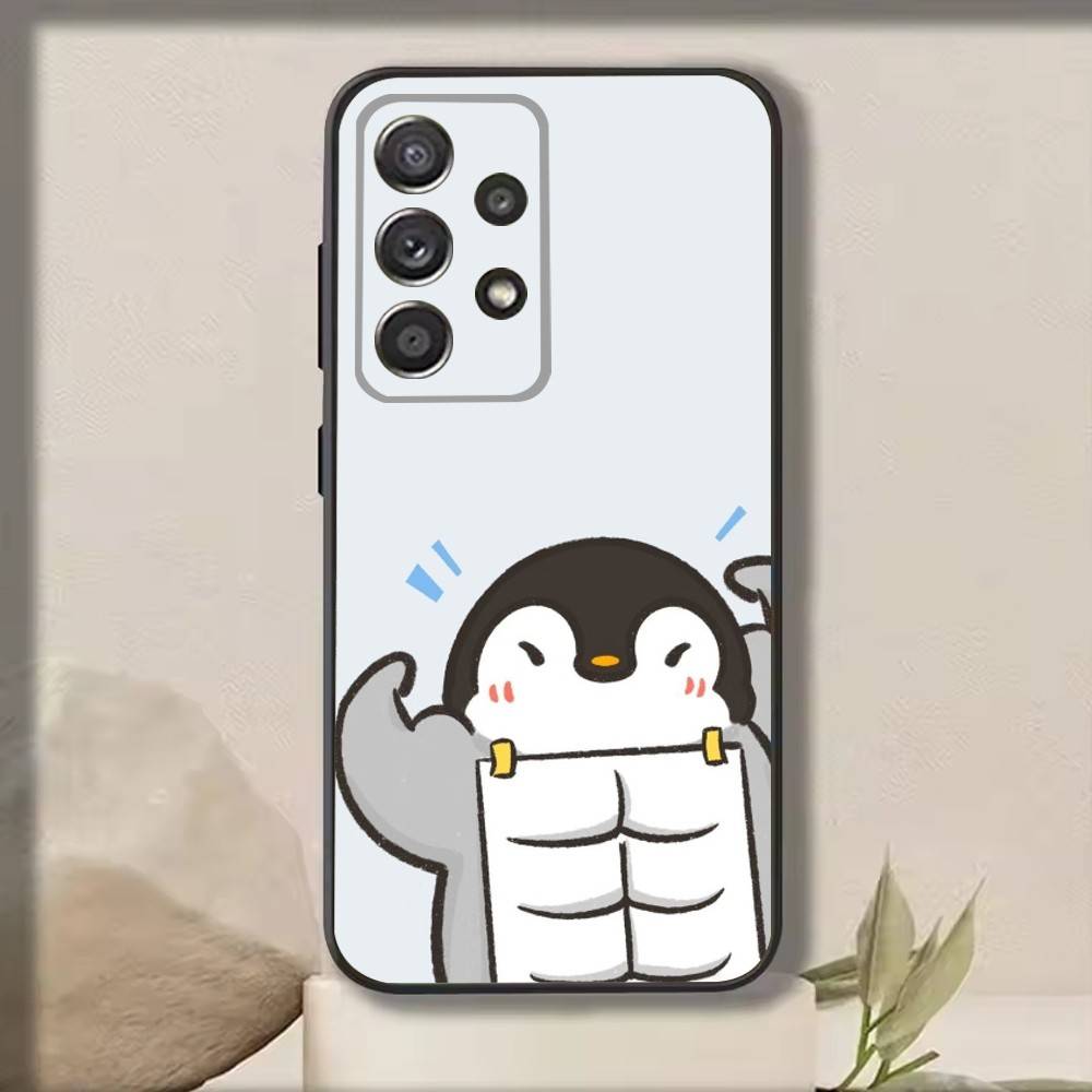 C-Cartoon Penguin Phone Case For Samsung S25,S24,S21,S22,S23,S30,Ultra,S20,Plus,Fe,Note,10,9,5G Black Cover