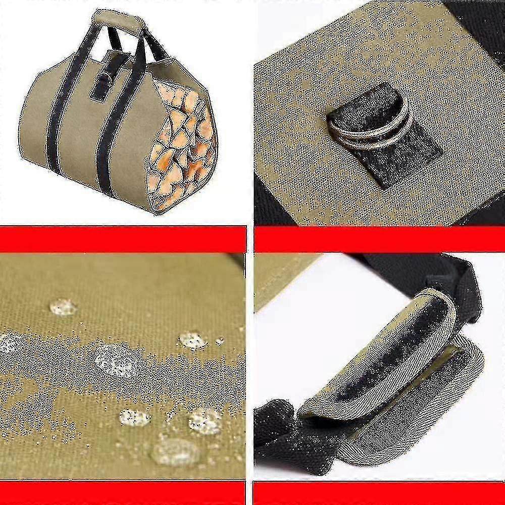 Outdoor Waterproof Firewood Storage Bag, Portable Logging Bag, Khaki