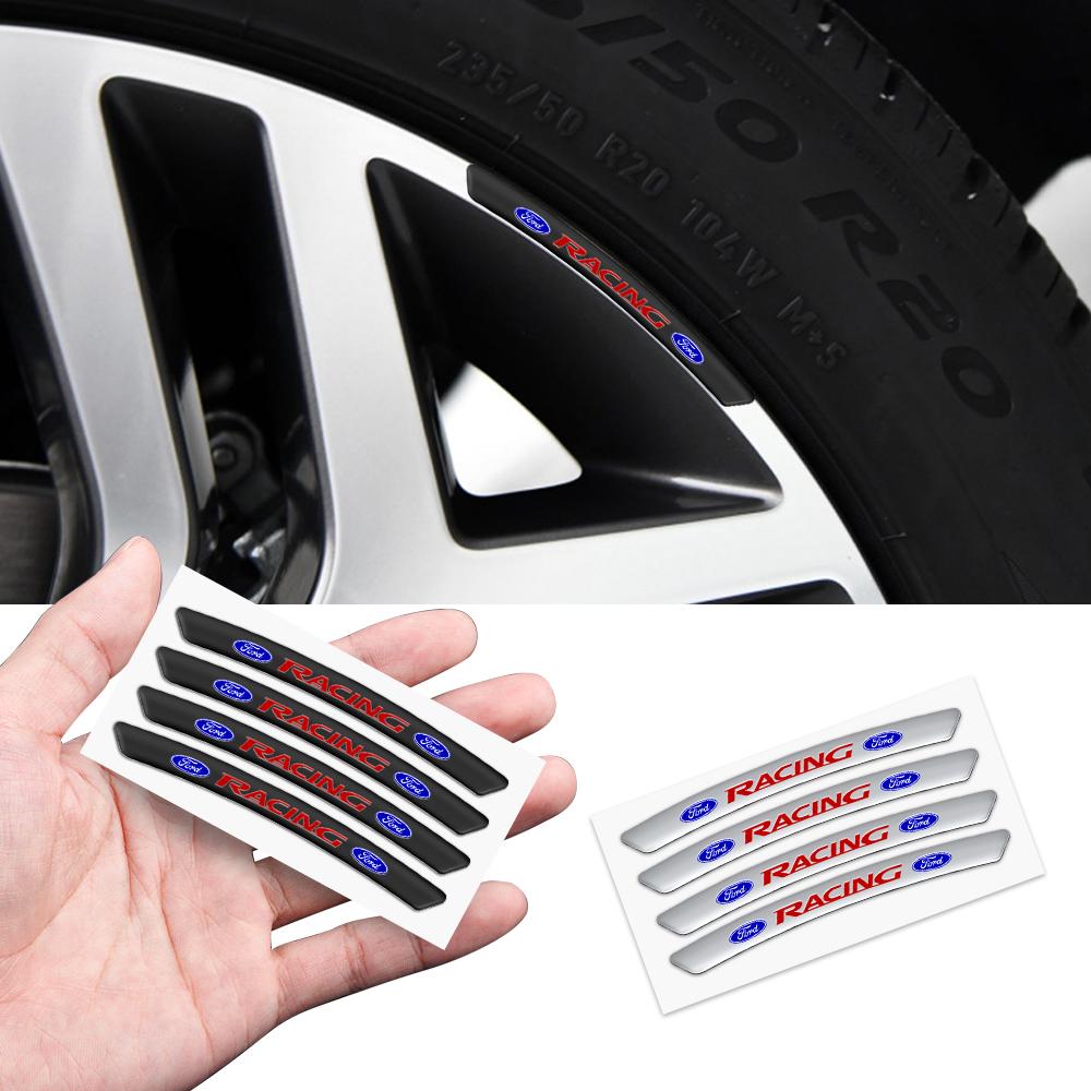 4pcs Aluminum Car Wheel Rim Sticker Badge Decoration Auto Accessories For Ford Focus Mk2 Mk3 Mk4 Mustang S Max Fiesta Mk7 Kuga KL1