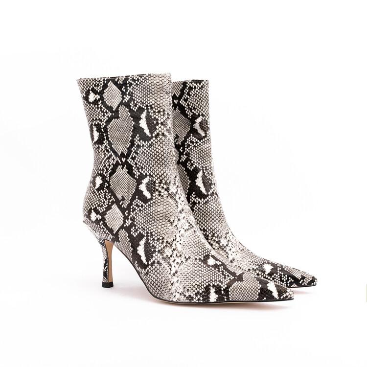 Мода 2025 Новые Большие Размеры 45 Осень Зима Женские Короткие Ботинки 6.5см Высокий Каблук Короткий Плюш Черный Красный Змеиный Ботильоны Бренд Женская Обувь