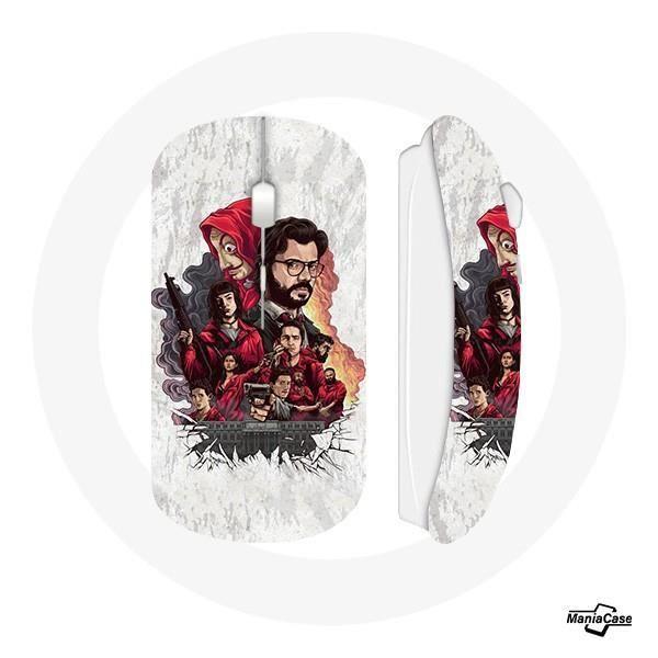 Souris sans fil - MANIACASE - La Casa De Papel - Compatible Mac et PC - Clé USB incluse - Couleur blanche