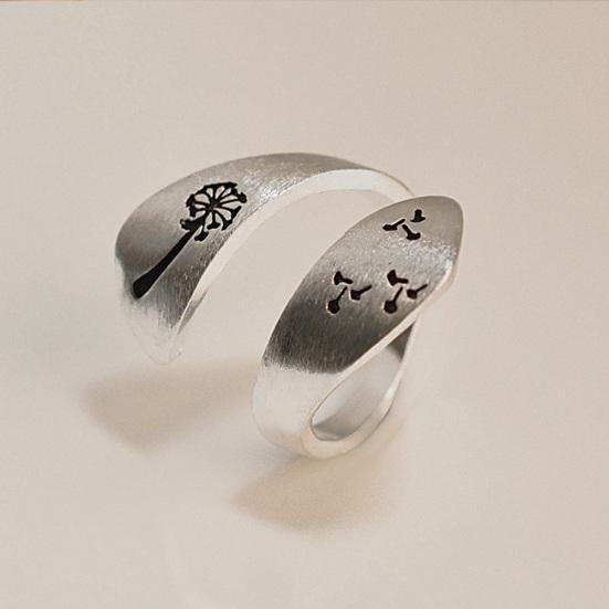 Простое женское спиральное кольцо с одуванчиком, открывающееся на палец, регулируемое ювелирное изделие, подарок