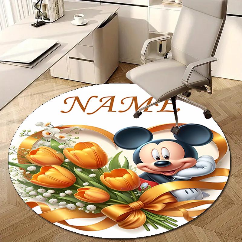 Personalized M-Mickey Round Chair Office Rug - Perfect for Mat, Office Chair & More - Ideal Gift for Birthdays and Holidays