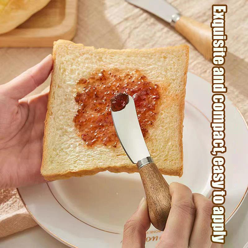 New Stainless Steel Cheese Knives Cheese Fork Set Wooden Handle Butter Spatula Knife Cheese Spreader Jam Spreader Baking Tools