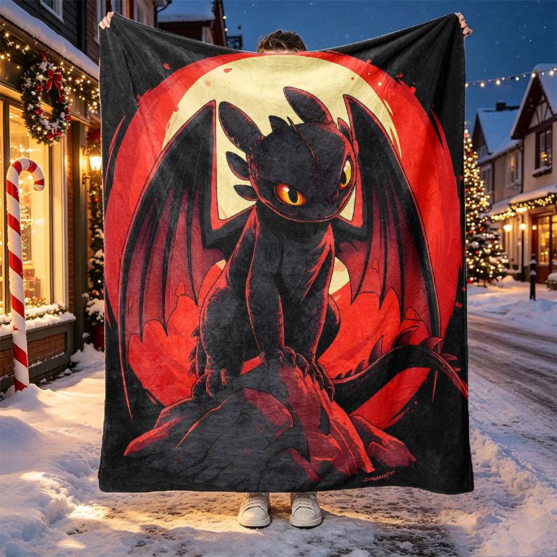 How to Train Your Dragon Pattern Blanket for Home Decoration, Bed, Sofa, Car Travel, Camping, Suitable for All Seasons, Birthday Christmas Gift