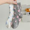 Ladies' Mid-calf Socks for Spring and Summer Are Sweat-absorbing, Flocked, Heart-shaped Polka Dot Socks with A Cute Color Contrast and A School Style