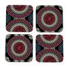 Wooden Drink Coasters Multi Mandala Design Set of 4 Tabletop Square Coasters for Tea Coffee Cups, Mugs, Beer Cans, Bar Glass