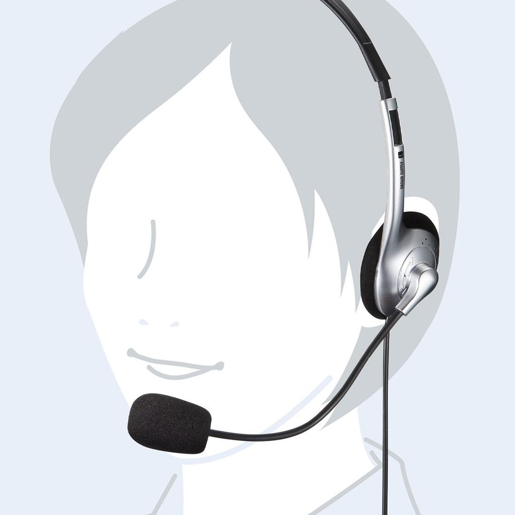 Sanwa Supply Tablet Headset Mini Plug Binaural Type Silver 3.5mm (4 полюса) ММ-HS526TAB