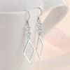 Exquisite Female Earrings 925 Sterling SIlver Geometric Mosaic Cubic Zircon Long Tassel Earrings for Women Fashion Statement