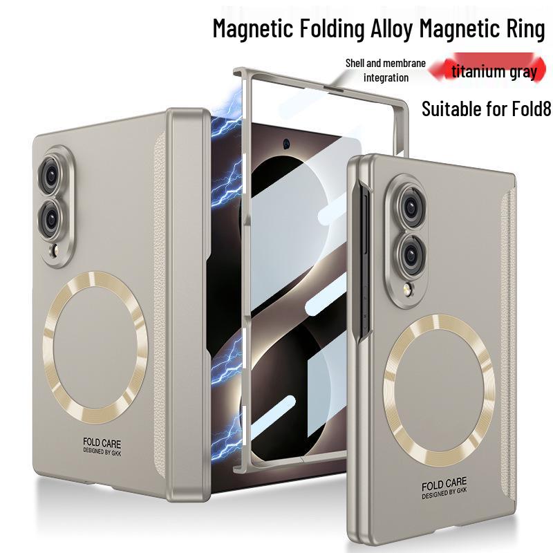 Магнитный чехол для телефона Samsung Z Fold8 с полным покрытием, беспроводной зарядкой, кольцом, защитой шарнира, противоударной защитой