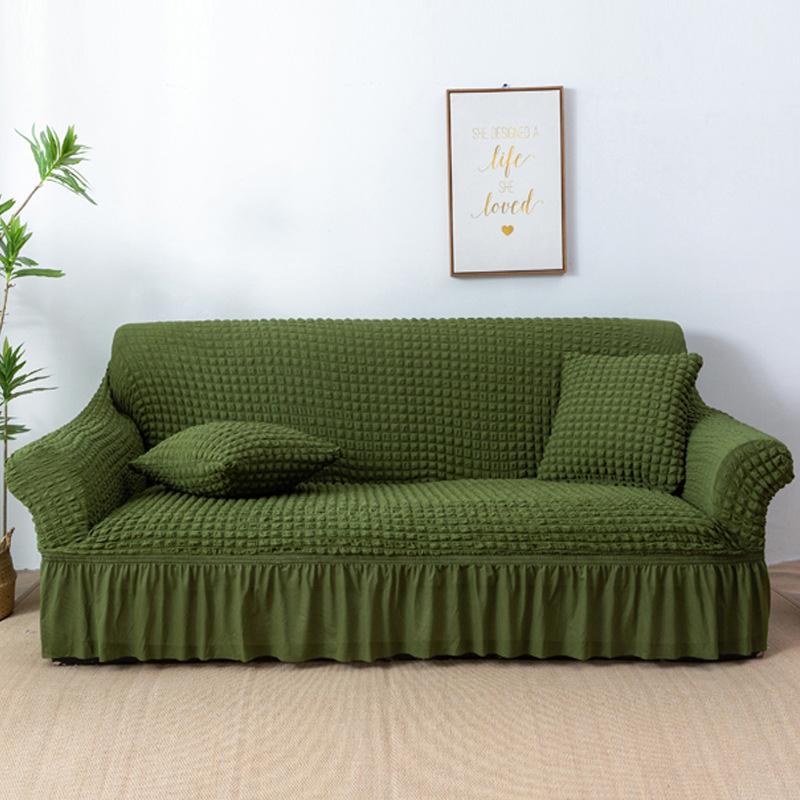 Seersucker Fabric Sofa Cover All Inclusive Lace Thickened Non Slip Dustproof Sofa Cover for Four Seasons