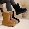 Женские зимние ботинки-дутики средней длины на толстой подошве, бархатные утепленные хлопковые ботинки, женские зимние новые теплые хлопковые ботинки на плоской подошве