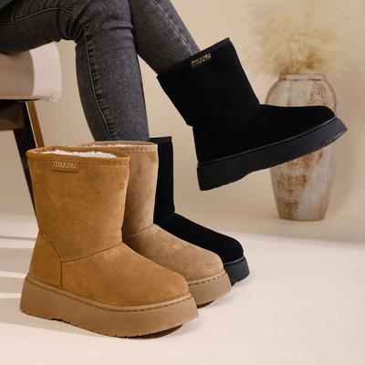 Женские зимние ботинки-дутики средней длины на толстой подошве, бархатные утепленные хлопковые ботинки, женские зимние новые теплые хлопковые ботинки на плоской подошве