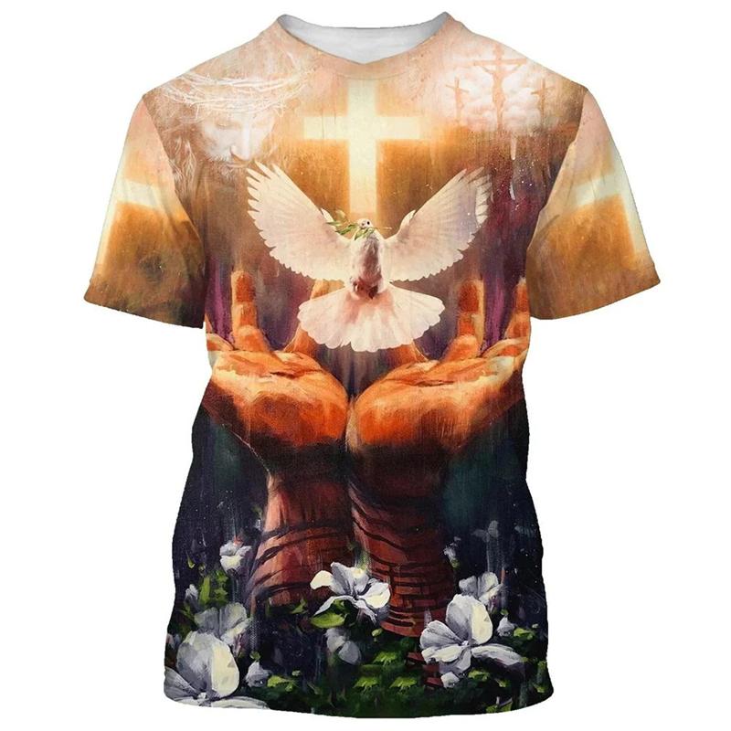 3D Print Jesus Cross T Shirt Men Women New Summmer Fashion Vintage Short Sleeve Men Oversize T-shirts Men Clothing Dropshipping