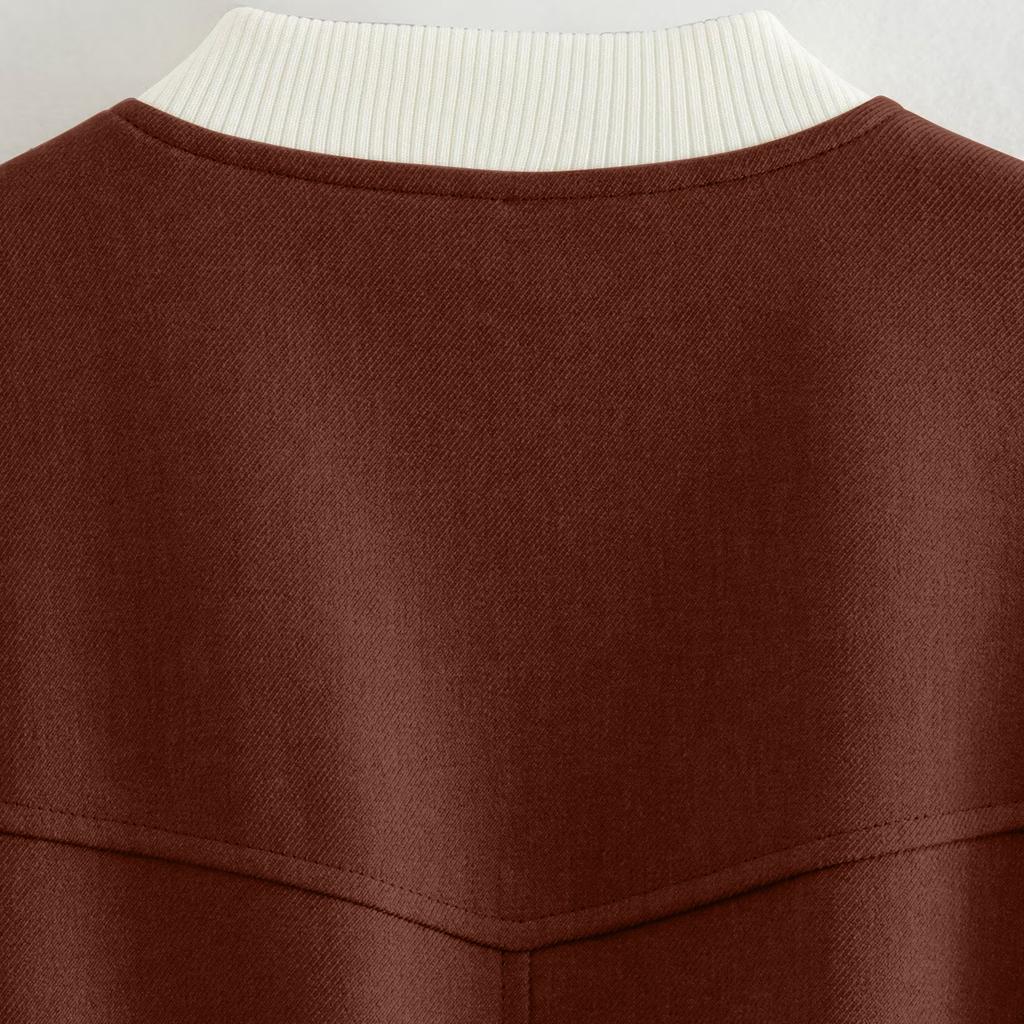 Женская модная куртка на пуговицах с длинными рукавами и контрастной расцветкой