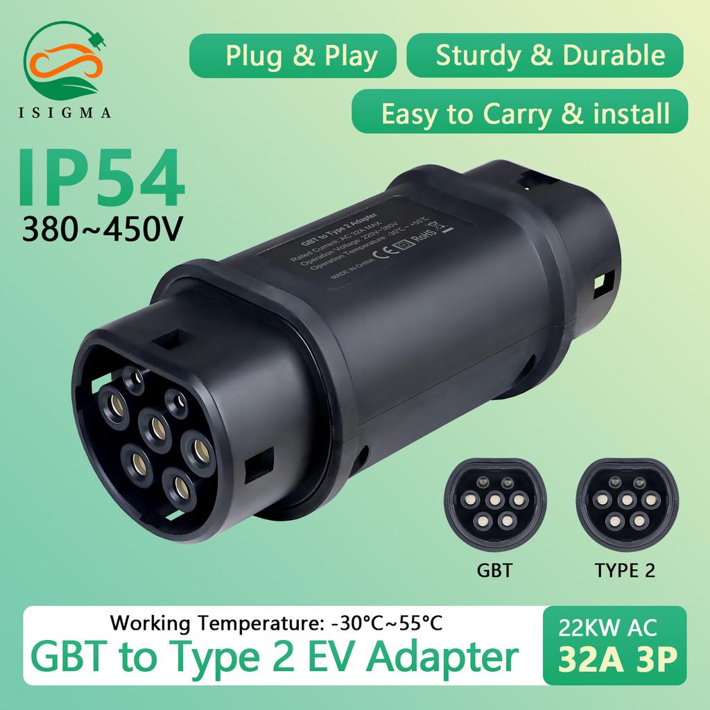 32A 7KW IP54 GBT to Type 2 EVSE Charging Adapter 22KW GBT To IEC 62196 Type2 Standard Electric Vehicle Charging Connector