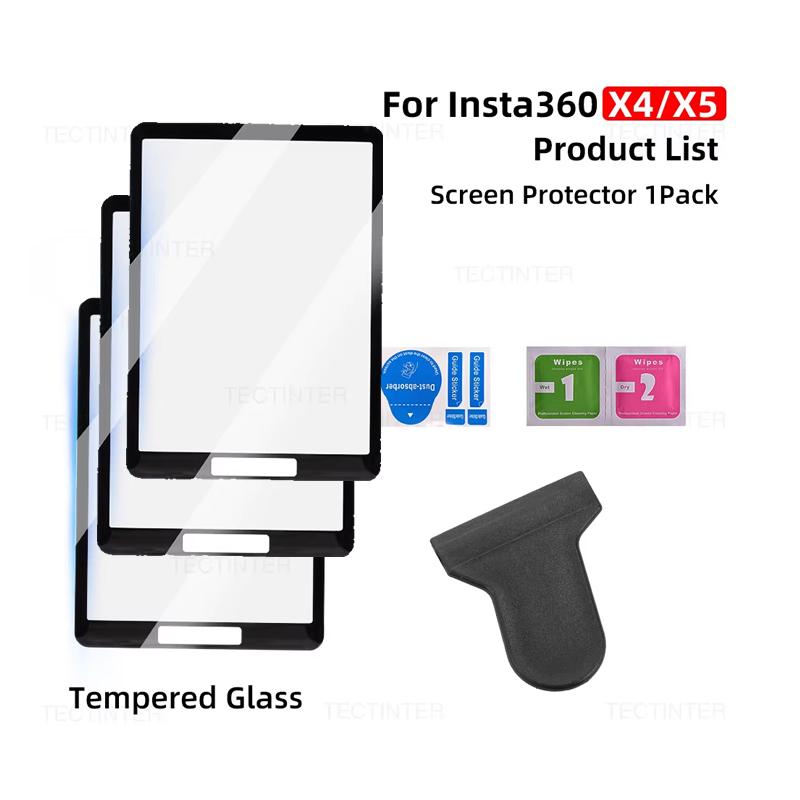 Tempered Glass Film For Insta360 X4 X5 X4 Air Screen Protector Anti-Scratch Lens Guard Cap Protective Kit Camera Accessories