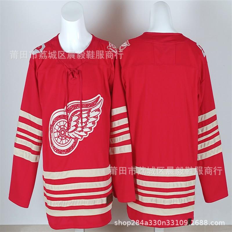 Detroit Red Wings Ice Hockey Jersey Embroidered Team Uniform Cotton Sports Apparel Men Adult