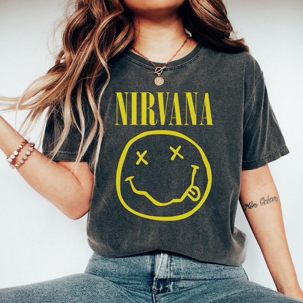 Футболка Nirvana Smile Face Модная Унисекс Футболка Подарок Все Размеры S5XL