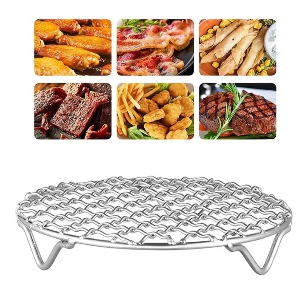 Round Shape BBQ Cooling Rack Stainless Steel Baking Rack Durable Air Fryer Rack Outdoor Camping