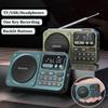 Портативный мини-FM-радио, карманный FM-приемник, Bluetooth-динамик, TF/USB/наушники, музыкальный плеер, рекордер со светодиодным дисплеем