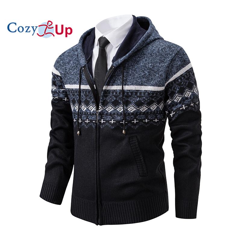 Cozy Up Кардиган свитер мужской осень и зима плюс бархат толстый красивый теплый свитер с капюшоном куртка