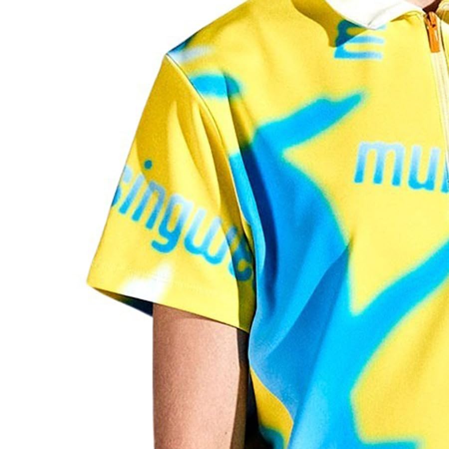 Цельный купальник с градиентным принтом пингвина на молнии до половины, солнцезащитный, впитывающий пот, быстросохнущий, для гольфа MEWXJJ01 YL00 [Munsingwear] [ENVOY] для женщин (желтый)