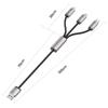 Kabel przewód 3w1 USB-A - Lightning / USB-C / micro USB 1m - szary