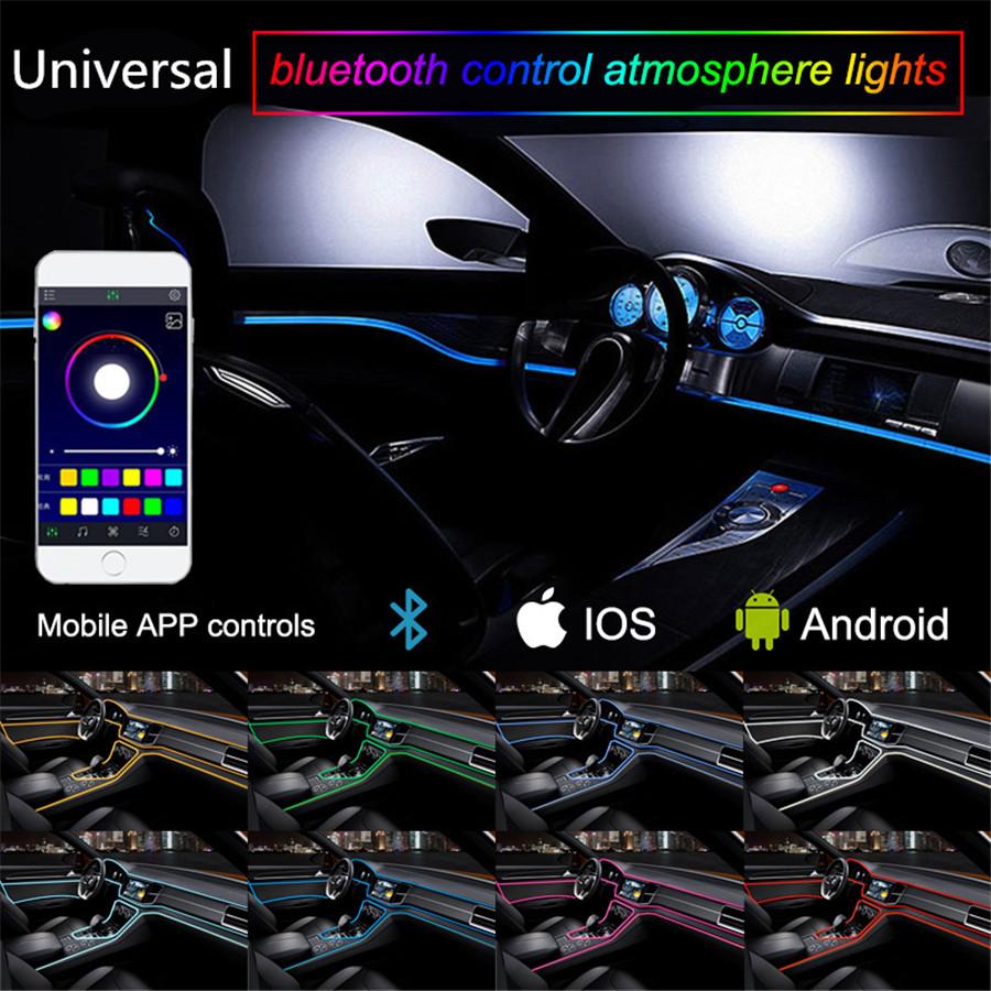 5in1 6M RGB LED Car Interior Decor Neon Strip Light APP Control Atmosphere Light