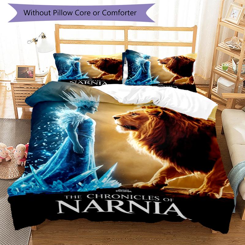 3pcs The Chronicles of Narnia Bedding Set Duvet Cover Closure Includes 1 Duvet Cover & 2 Pillowcases, Soft and Comfortable for All Seasons.