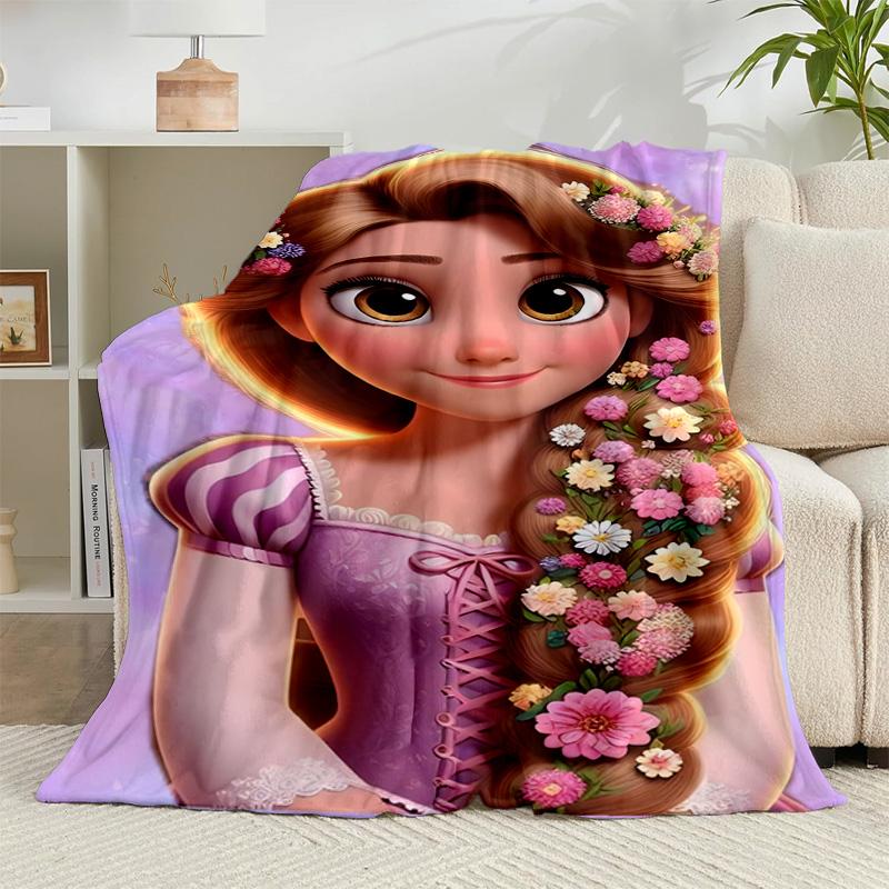 1PC Princess Rapun-zel Flannel Blanket Gift, Suitable for Both Men And Women, Soft Ideal for Beds And Sofa, Birthday Or Christmas Gift