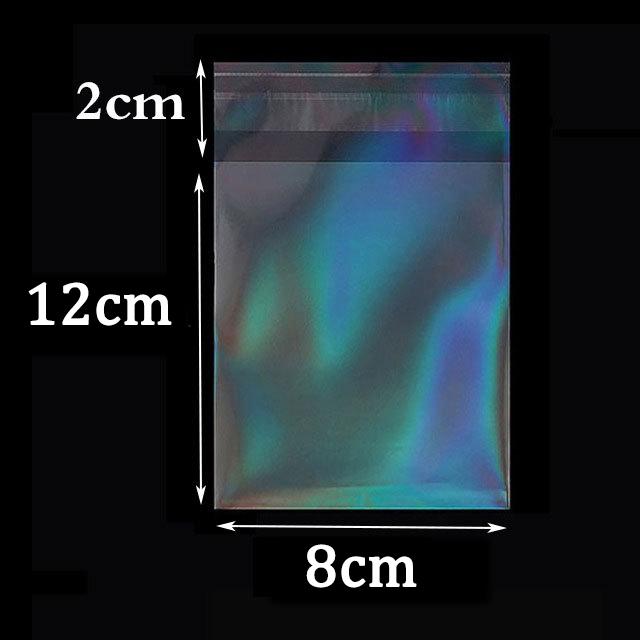 50pcs Transparent Holographic Laser Self Adhesive Bag Aurora Color Pouches for DIY Jewelry Badge Gift Package Storage Bags