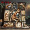 Giraffe Collage 2D Flat Pattern Flannel Blanket, High Quality All Seasons, Home Decor, Warmth and Comfort, Perfect for Christmas Gifts.