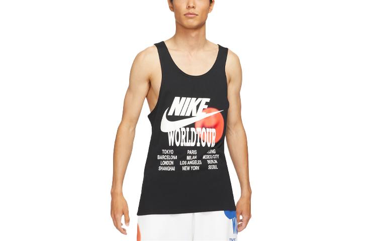 Nike Мужские майки Черные с круглым вырезом Умеренный прямой крой DA0936-010