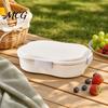 Portable Lunch Box Snack Container, with Separate Compartments Design, Food-Grade PP Box, Built-In Ice for Fruits And Supplements Layer Keeps