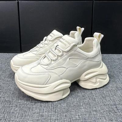 Кроссовки на платформе женские роскошные из натуральной кожи весна осень новые высокие толстые подошвы повседневные спортивные туфли дермис женские туфли