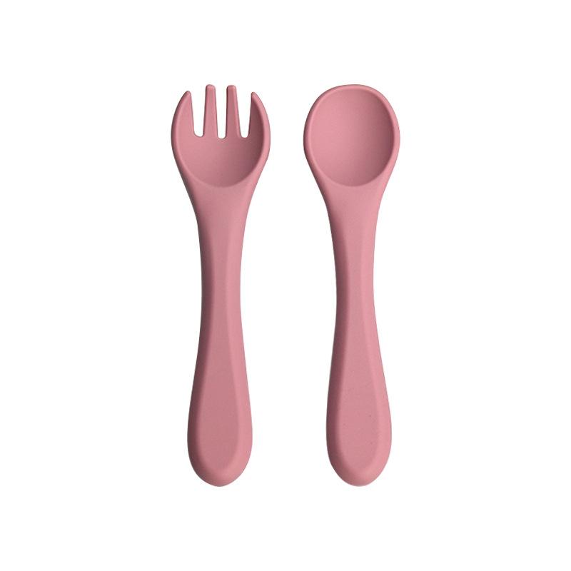 2pcs Bpa-free Soft Silicone Spoon And Fork Feeding Set For Babies Toddler Cutlery Solid Food Tableware Children