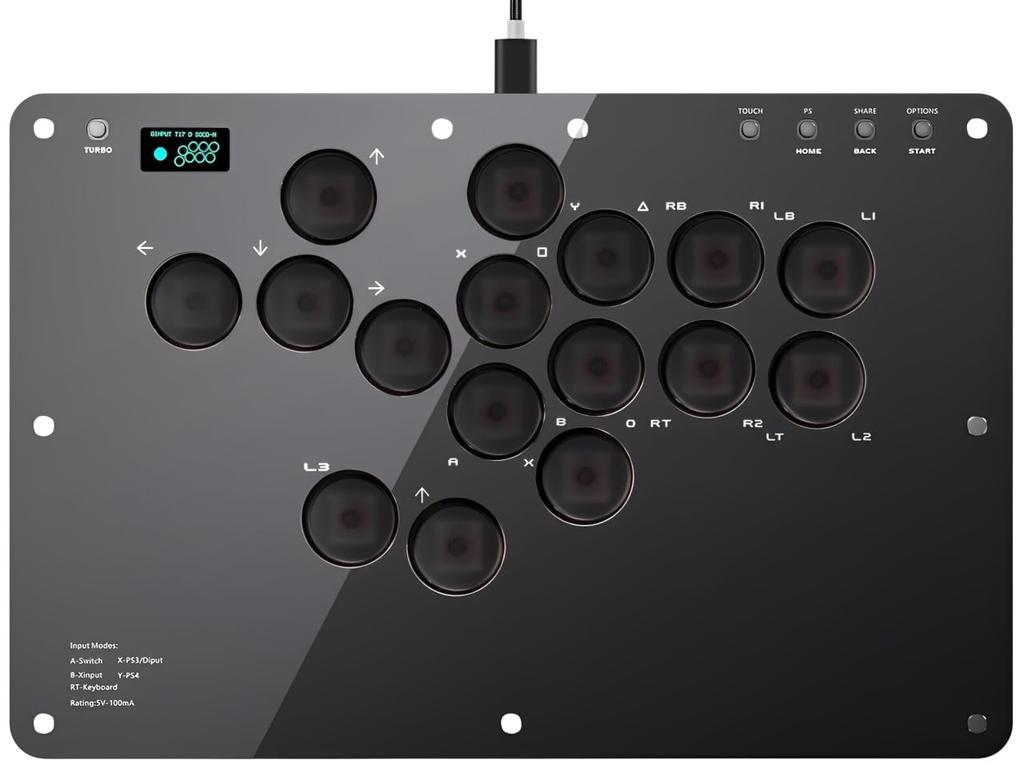 AQielev Аркадный стик без рычага 16 кнопок в 2025 Raspberry Pi Все модели Управление для PS4 PC Файтинг Файтинг Игра World Zero Turbo Rapid Wide Knee