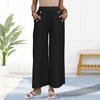 Женские брюки, эластичные, с высокой талией, широкие, однотонные, свободные, повседневные, длинные брюки с карманами, повседневная одежда