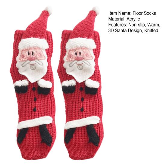 3D Knitted Santa Socks Non-slip Christmas Floor Socks Warm Slipper Socks Funny Santa Socks with Hands Legs Gift for Women