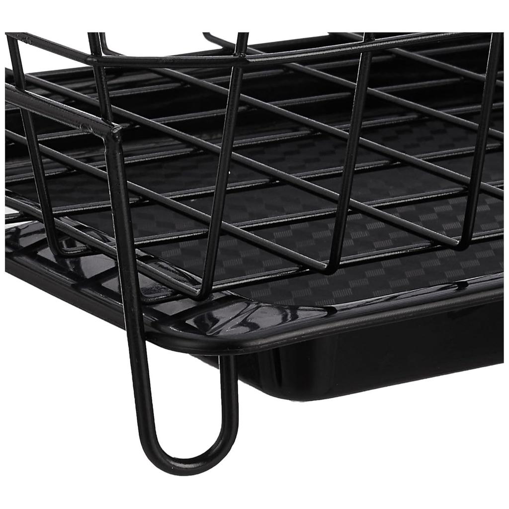 Люксовая черная стальная сушилка для посуды из нержавеющей стали с поддоном для слива, съемная подставка для столовых приборов | Подставка-корзина для сушки тарелок (черный), 55.3 x 37 x 23 см