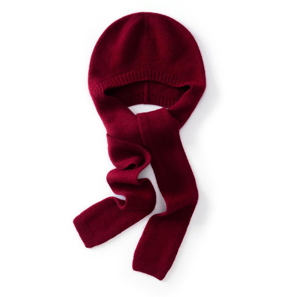 Hat and scarf integrated balaclava hat women's new winter warm and cold knitted hat scarf