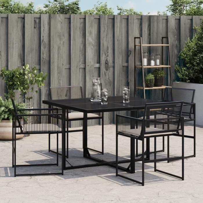 VidaXL Chaises de jardin lot de 4 avec coussins noir résine tressée, siège de jardin, sièges d'extérieur, chaise 4008575