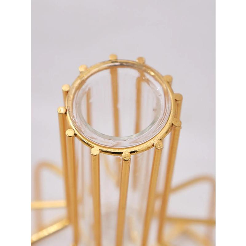 1 набор золотых кованых железных металлических ваз гидропонный контейнер ваза для пробирок гостиная иллюстрация украшение