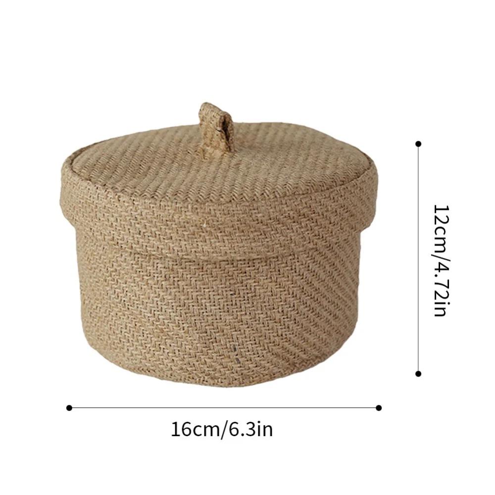 Weaving Snack Storage Box Jute Sundries Storage Baskets With Lids Wardrobe Table Round Gift Box Wicker Seagrass Flower Pot