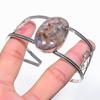 Natural Tube Agate Gemstone 925 Sterling Silver Cuff Bangle Adjustable T0p06